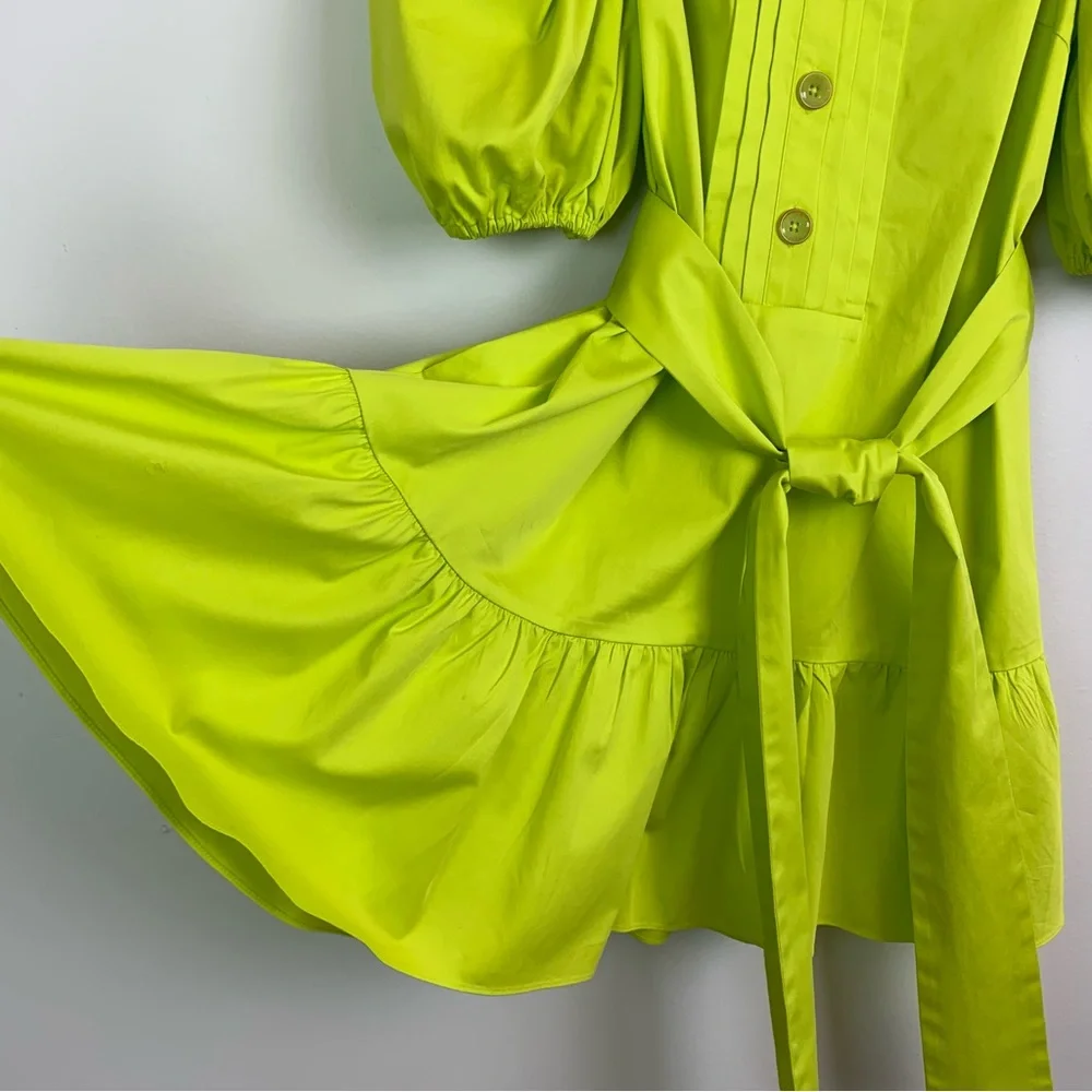 Ted Baker Sofia Ruffle Mini Dress Bright Green Size 4 - Picture 9 of 16